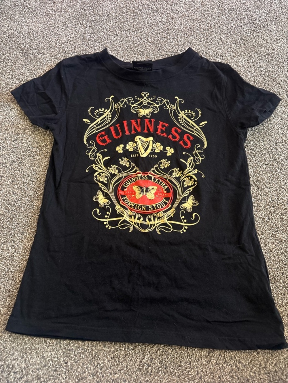 Guinness Black Tee with Gold and Red Crest - Women's Short Sleeve